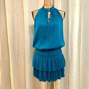 Current Air Mini Dress Teal Satin Dress Small